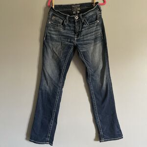 Salvage Mayhem Straight Jeans Regular Fit Designer Buckle Sz 32x34 Dungarees